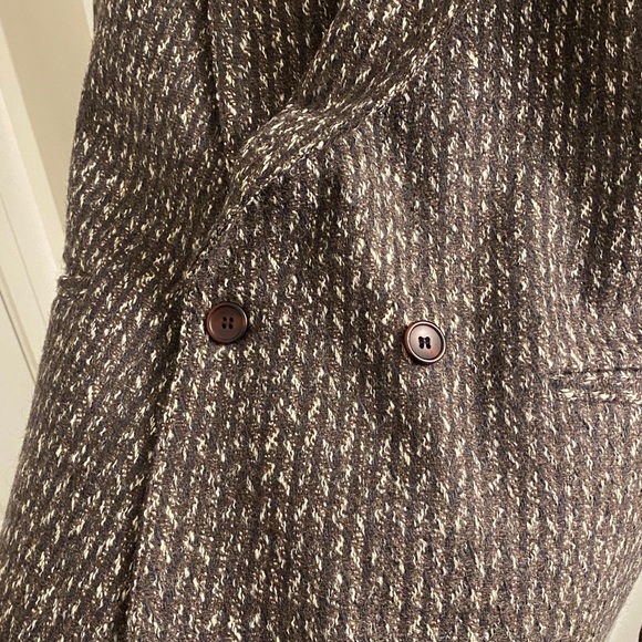 Vintage Double breasted men’s blazer tweed in a brown, black and white colour - Picture 3 of 8